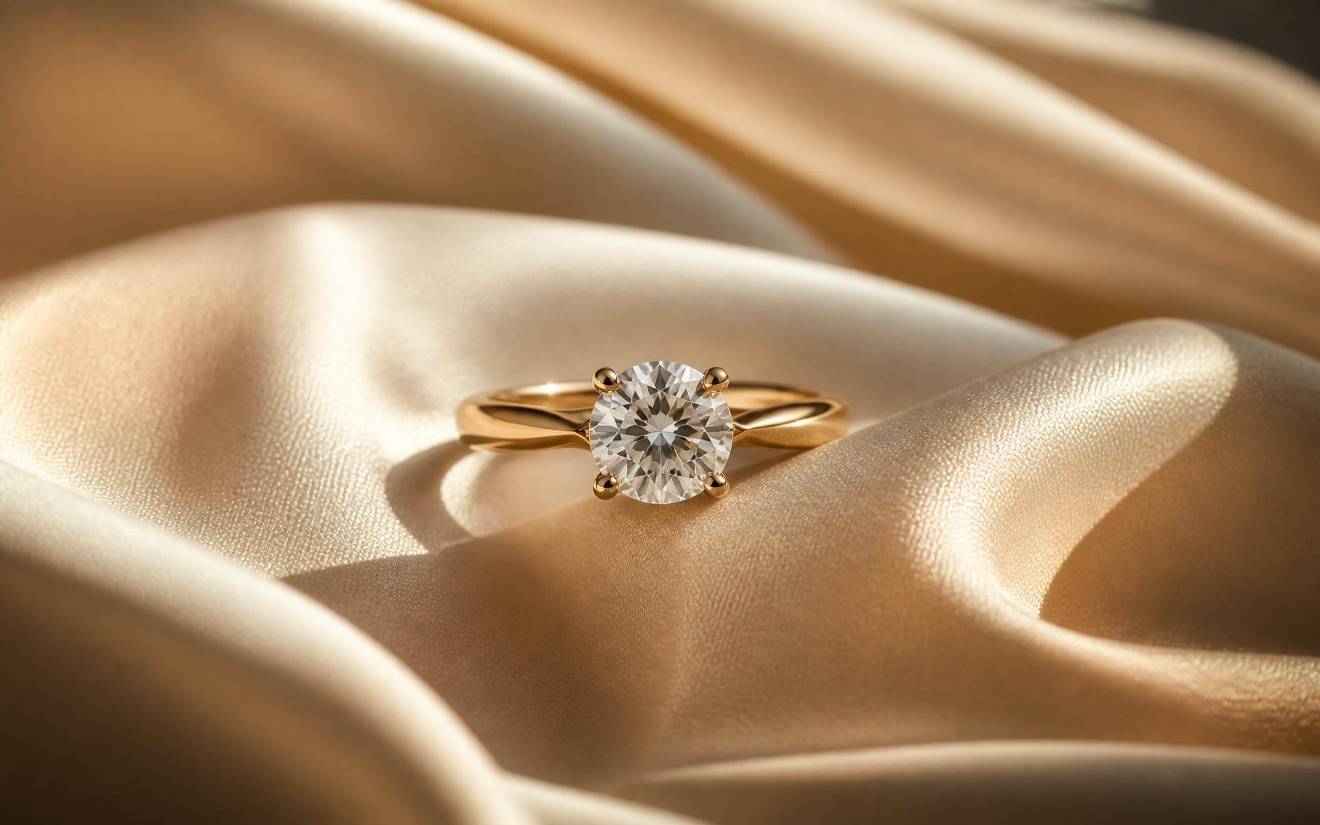 Diamantring auf ivory Seide